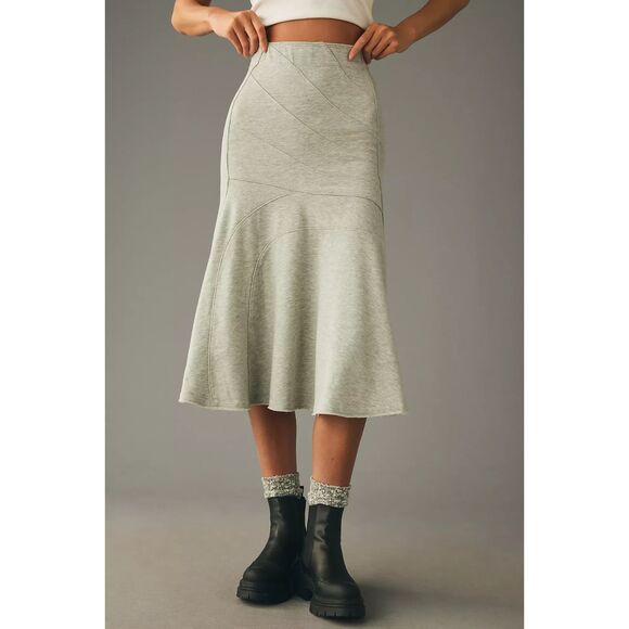 NWT Daily Practice by Anthropologie Seamed Midi Skirt Grey Women's Size XL - Picture 1 of 12